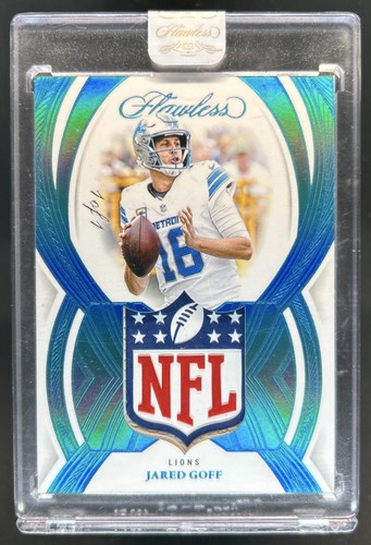 2025 Panini Flawless Jared Goff Platinum Flawless Symbols NFL Shield Patch #1/1