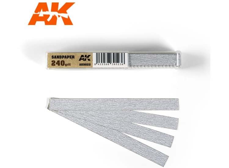 AK Interactive 09022 - - Dry Sandpaper 240 Grit 11x1cm (50 Pieces)