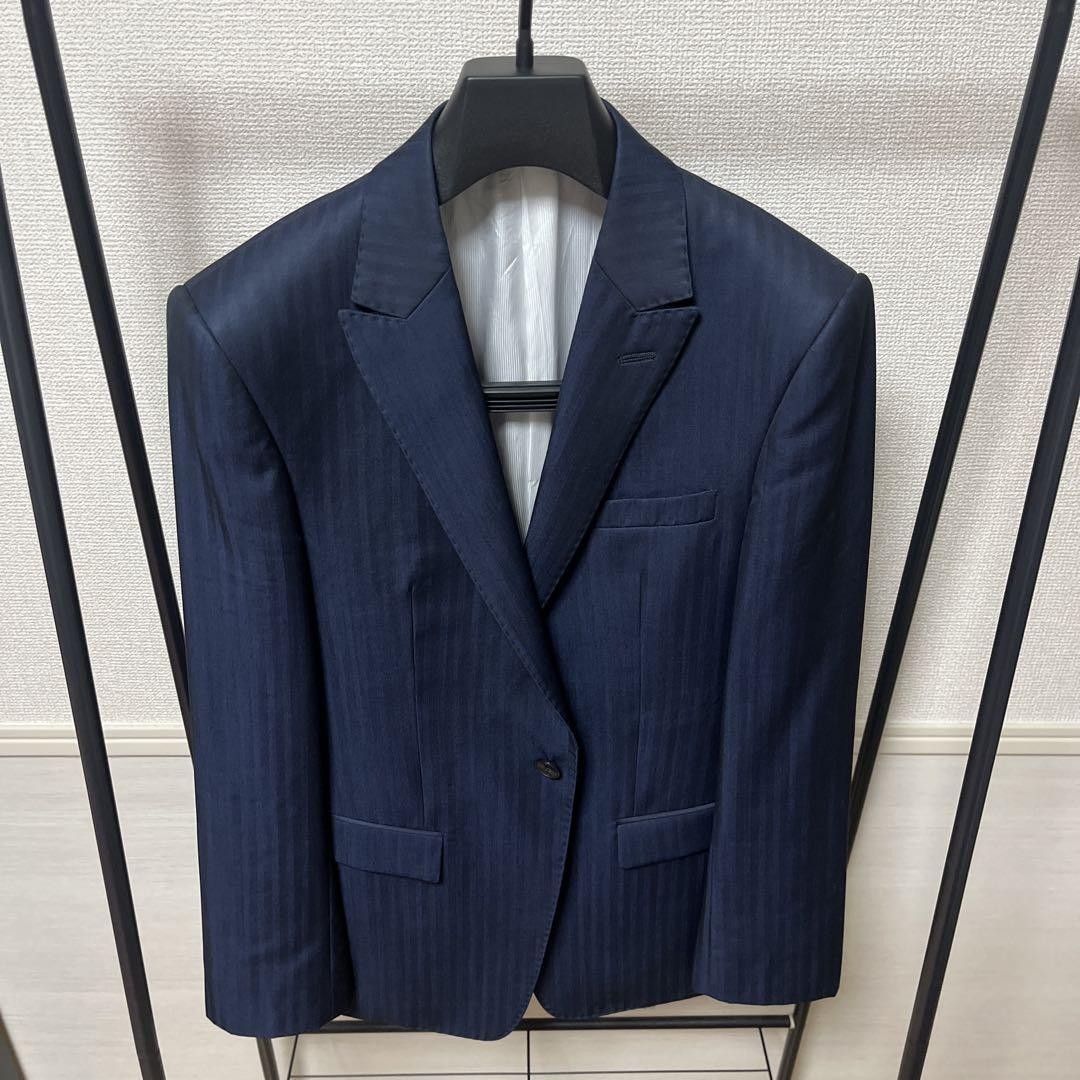Emporio Armani Navy Blue Striped Slim-Fit Suit for Men