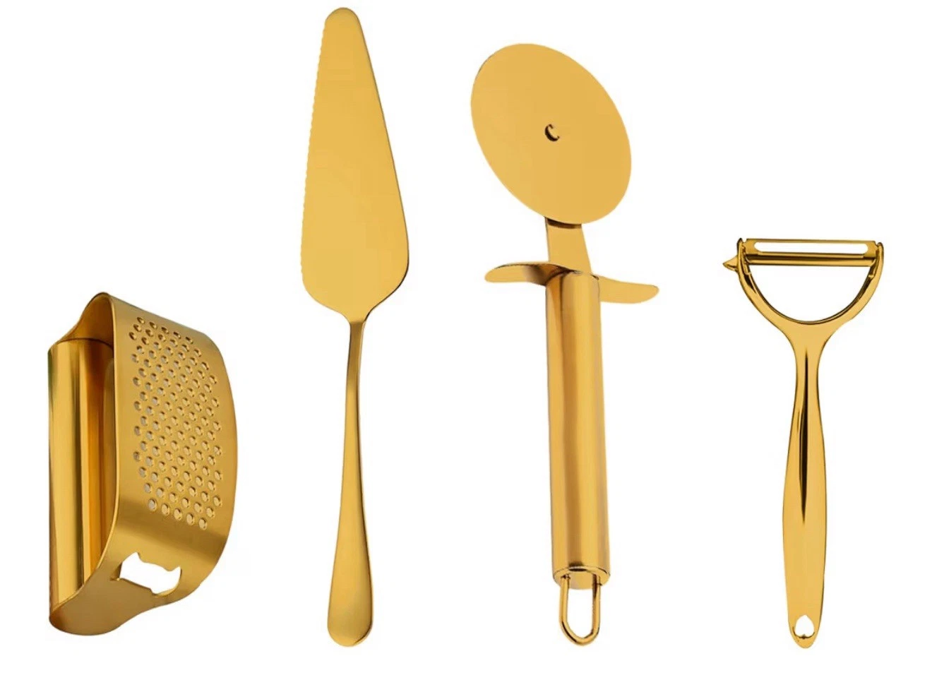 Luxury Gold Kitchen Accessories Set,super Sharp Pizza Cutter Wheel Etc