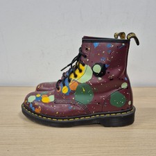 Dr Martens 1460 Pascal Paint Splash Splatter Cherry Glattleder Stiefel UK 8