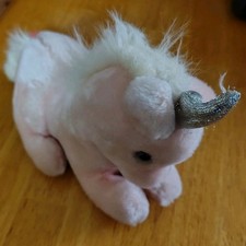 Vintage 80s Dakin Fun Farm Pink Unicorn Plush 8" Silver Horn Stuffed Animal