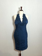 Adrianna Papell Tiered Shutter Pleat Dress Floral Neckline Event Teal Size 10