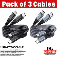 HeavyDuty USB C Type C Charging Cable Braided Fast Phone Charger Long Lead 2m 3m