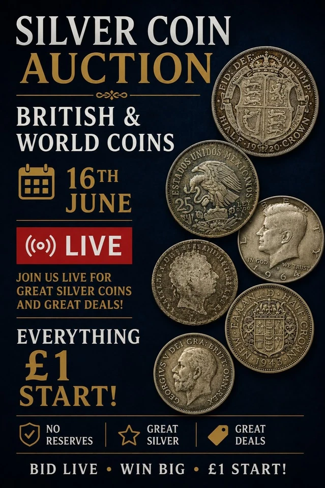 Silver British And World Coin Sale Live Auction - Starting At 1pm 16/06/202
