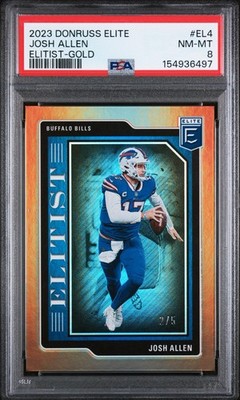 2023 PANINI DONRUSS ELITE ELITIST #EL4 JOSH ALLEN ELITIST-GOLD PSA 8