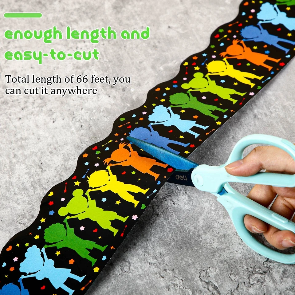 66 Ft Puzzle Scalloped Bulletin Board Borders Decorative Kids Puzzle Pieces B... - Image 3 of 4