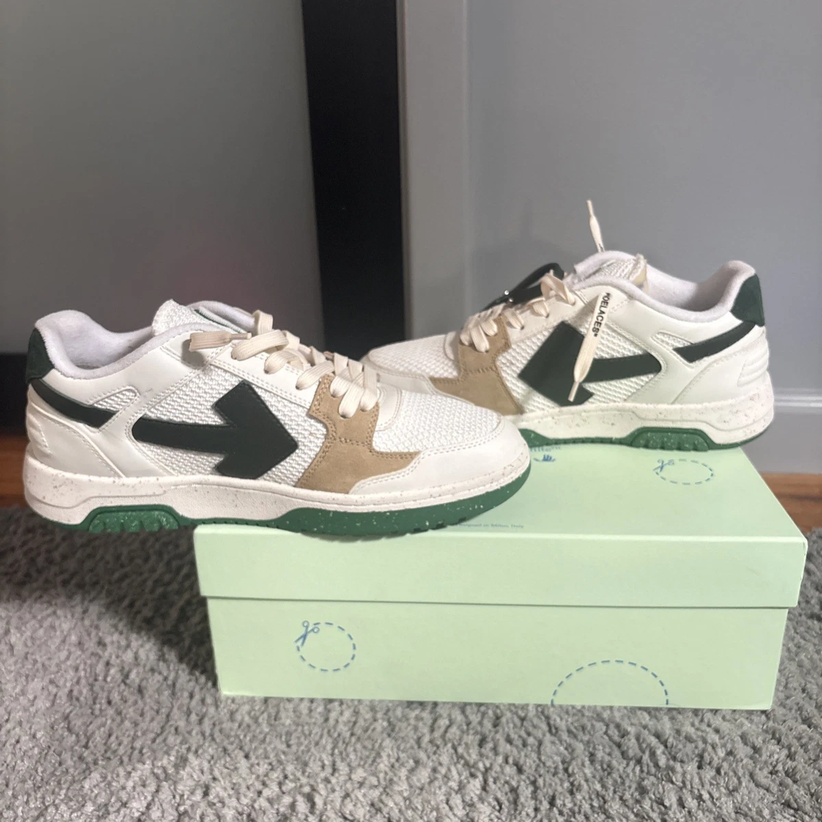 Off-White Out of Office Low Black Green for sale | eBay