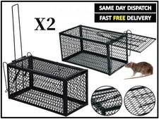 2 x RAT CATCHER SPRING CAGE TRAP HUMANE LARGE LIVE ANIMAL RODENT INDOOR OUTDOOR