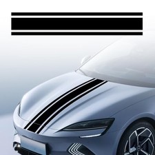 49"x 8.7" Car Hood Stripe Sticker Decal, Vinyl Auto Racing Body Side Black
