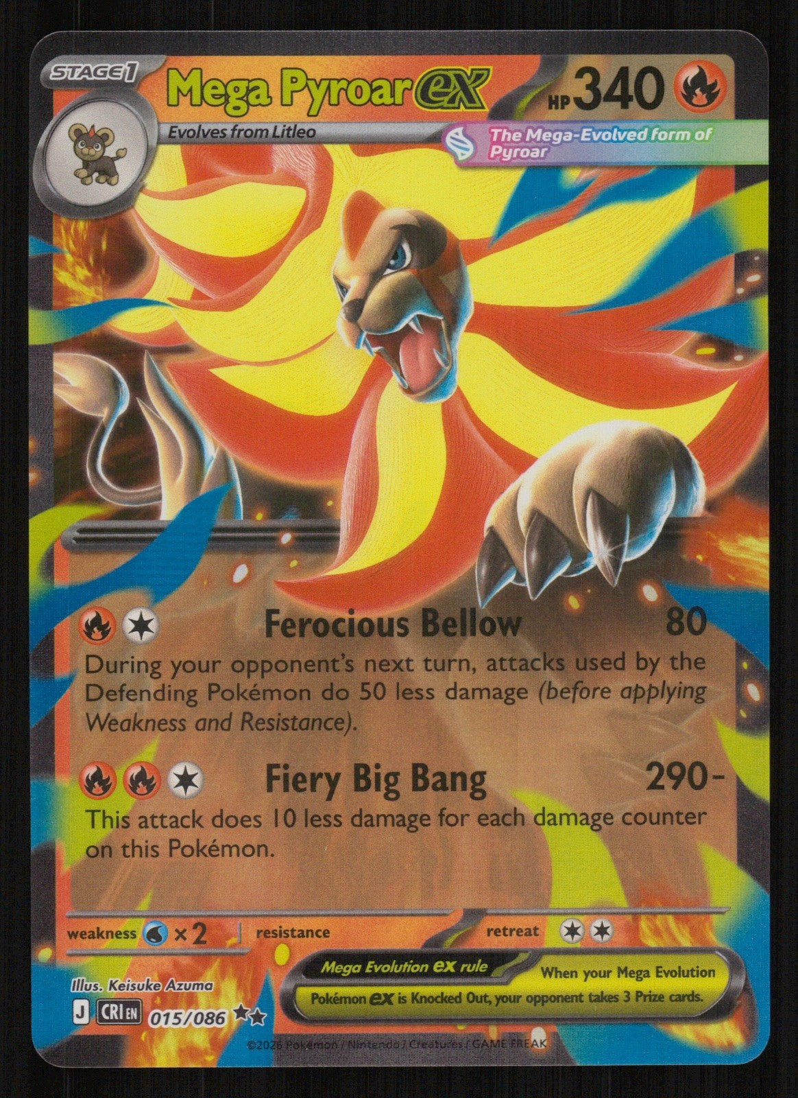 2026 Pokemon Mega Evolution Chaos Rising Pyroar ex Double Rare #015/086