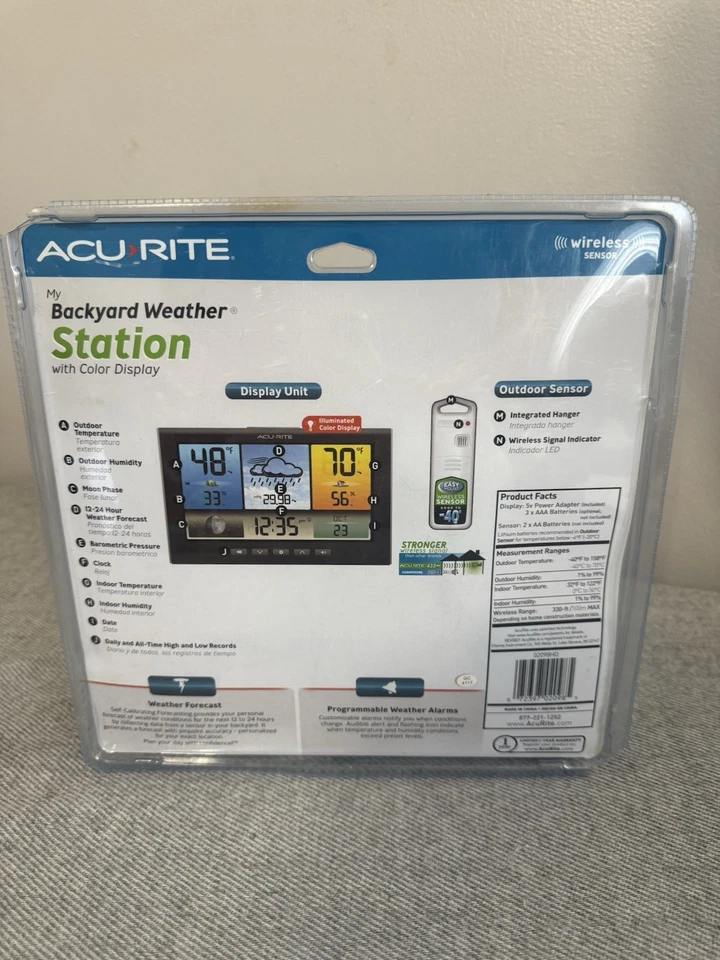 Reloj despertador con sensor inalámbrico Previsor meteorológico de patio trasero Carga USB Acurite Foto 2 de 3