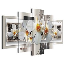 Artgeist Wandbild 5 tlg Groß Wohnzimmer Leinwand Bilder Blumen Orchideen Gold