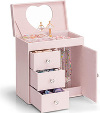 Musical Jewelry Box for Girls, Large Kid Music Box with Ballerina for Birthday B