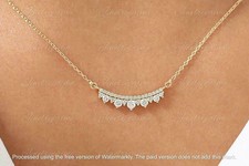 2.10Ct Round lab Created Diamond Bar Pendant Women Necklace Yellow Gold Plated