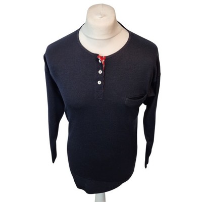 Vintage Jaeger Wool Jumper UK14 Knit Pullover Navy Blue Made In UK