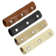 4 Pcs Leather Luggage Handle Wraps Fine Texture Silver Buckle, Colorful