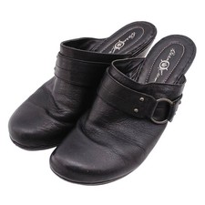 Born Crown Women's Black Leather Clog Slip On Sz 10/42 Round Toe Heels W31717