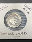 1936 Hand Double Engraved Hobo Nickel SKULL ! Buffalo Skeleton Obverse Side !!