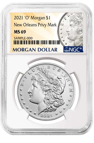 2021-CC Privy Mark Morgan Silver Dollar – NGC MS69 ER – 100th Anniversary Label