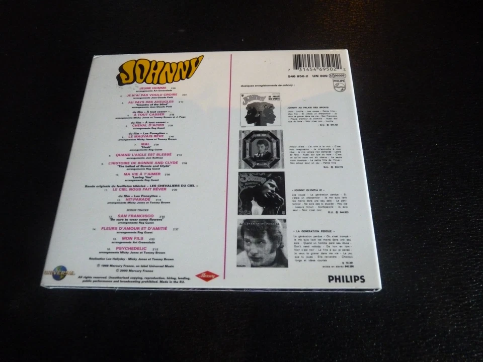 CD DIGIPACK "JOHNNY HALLYDAY : JEUNE HOMME" Mercury 2000 - Photo 2/2