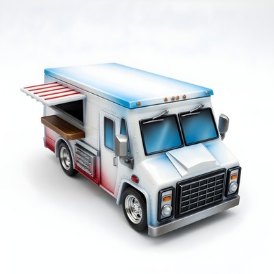 Food Truck Terrain Scatter | Sci Fi Tabletop Miniature for Gaming and Display |