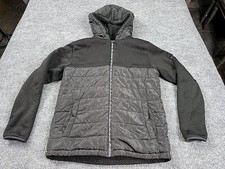Marc Ecko Cut & Sew Puffer Jacket Mens S Black Sherpa Lined Hooded Zip
