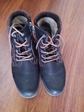 Mens Pavers Relife Boots Size 44 Lace Up & Side Zip Brown Leather