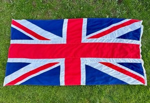 Large Union Jack Flag 105” x 50” Vintage British WW2 Era - Hand Sewn Cotton Ship