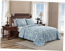 - Quilt Set, Reversible Cotton Bedding with Twin Turtle Cove Caribbean Blue