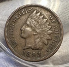 1893 Indian Head Cent Penny AU About Uncirculated