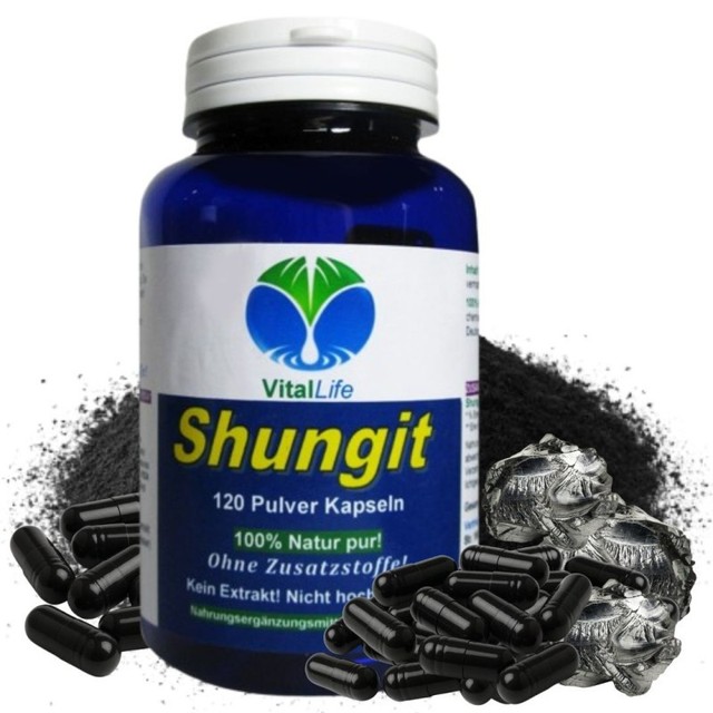 Schungit & Edelschungit 120 Kapseln – Elite Shungite aus Karelien Ohne Zusätze