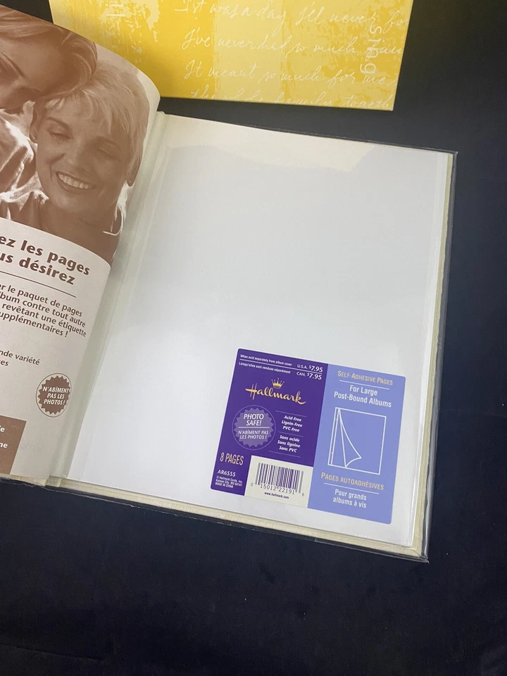 Álbum de fotos de tela Hallmark + 8 páginas autoadhesivas nuevo en caja borla crema Foto 3 de 4
