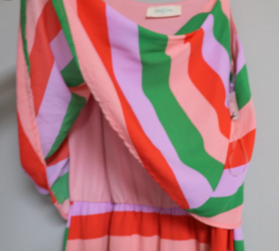 HONEY PUNCH TALLA PEQUEÑO MAMELUCO CORTO CORREA ESPAGUETI COLOR BRILLANTE RAYAS NUEVO Foto 3 de 4