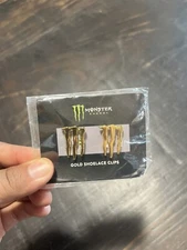 Monster Energy Gold Shoelace Clips RARE