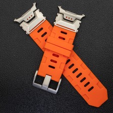 For Galaxy Watch Ultra Band 47mm Silicone Rubber Strap Stainless Steel Connector