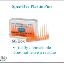 Dental Spee-Dee Build-Up Plastic Burn Out Pins For Crown Posts, Pulpdent, 60/Pkg