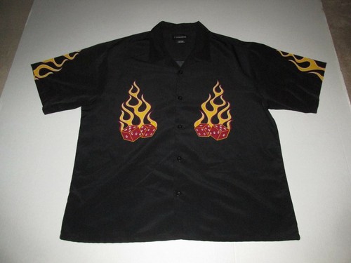 No Boundaries Button Up Dice Flames 