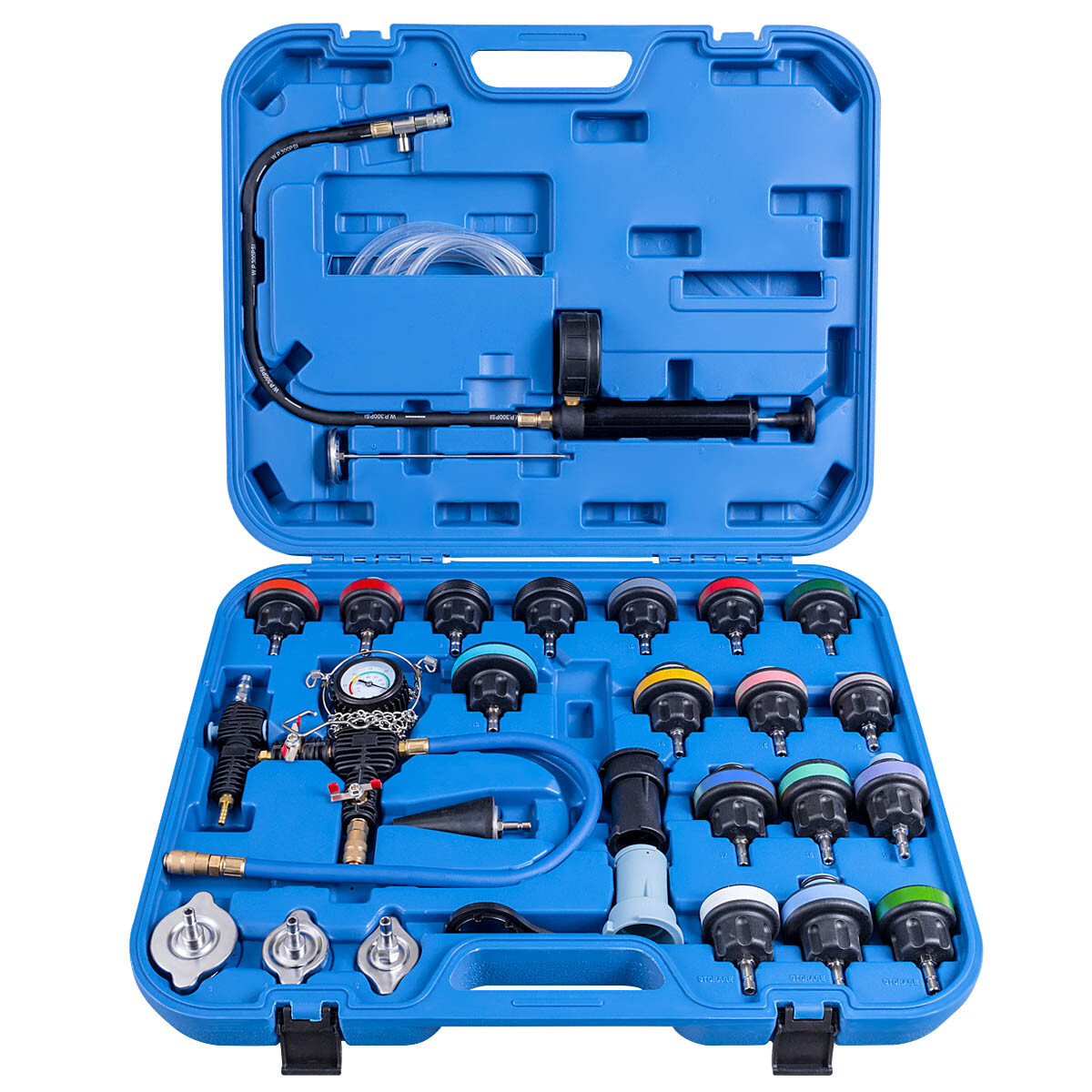 28 pc universal radiator pressure tester and vacuum type cooling system