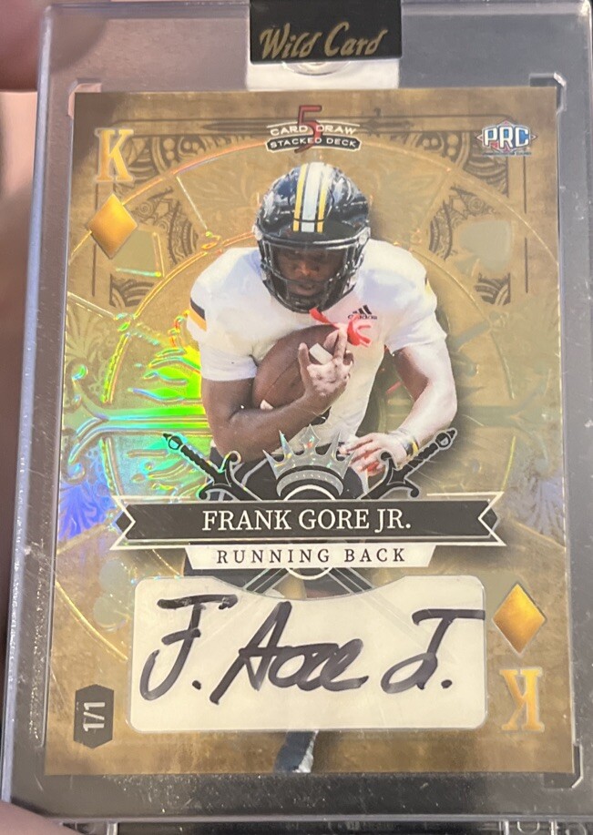 1/1 AUTO Frank Gore jr 5 Card Draw Wildcard King Of Diamonds