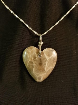 Petoskey Stone Heart Necklace sterling