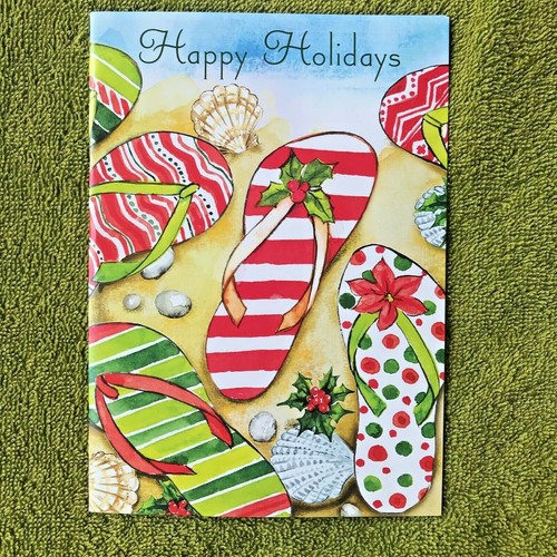 Happy Holidays Flip Flops Christmas Cards Set of 2 New with Envelopes Beach  | eBay