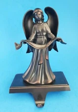 BRASS BRONZE METAL ANGEL CHRISTMAS HOLIDAY STOCKING HOLDER HOOK HANGER 3D XLNT