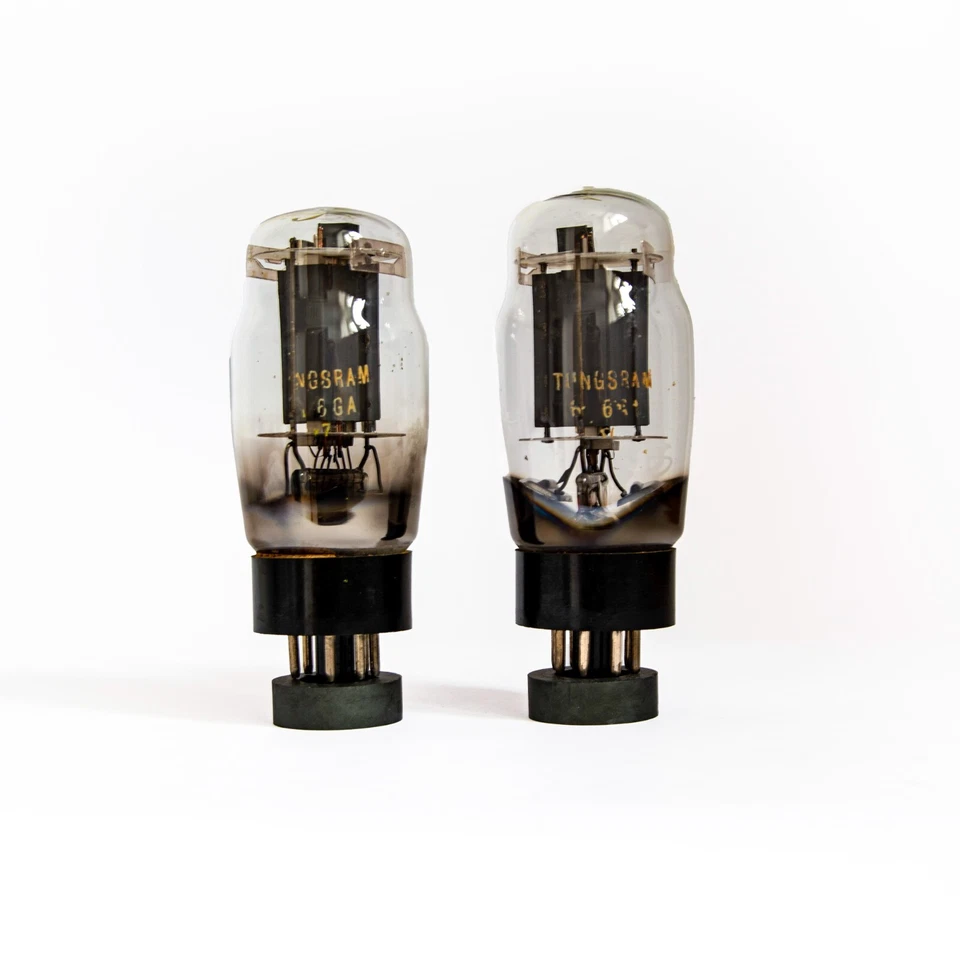 Par a juego. Tungsram 6L6GA 6L6 Placa Soldada Negra Doble Pan Getter Nuevo de Lote Antiguo Foto 3 de 4