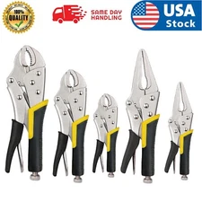 Locking Pliers Set, 5", 7" and 10" Curved Jaw Heavy Duty Steel Clamp 5Pcs/set