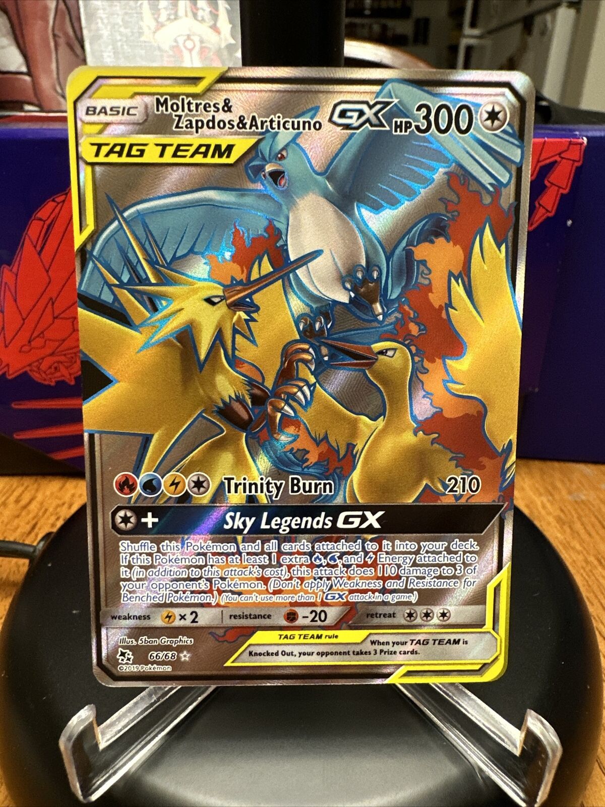 FULL ART Moltres Zapdos Articuno GX ULTRA RARE Pokemon 66/68 Tag Team Holo  - LP