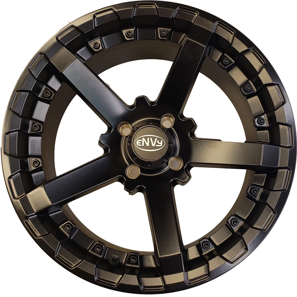 15" Golf Cart Wheels Set of 4 Matt Black 15x7 Intimidator 3:4 Offset 4/4 Pattern Foto 2 de 4