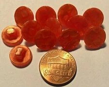 12 Small Pearlized Orange Plastic Shank Buttons Just Over 7/16" 11.5mm 9869