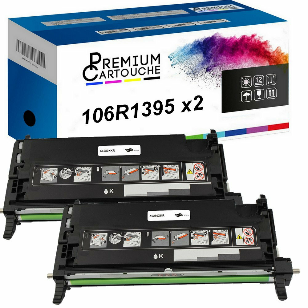 Toner 106R01395 compatible Xerox lot de 2 pour des textes noirs nets et durables