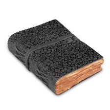 Leather Bound Floral Embossed Journal for Women Men - 200 Pages, 6"X4" Black